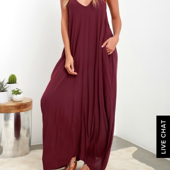 Lulus Burgundy V-Neck Maxi Dress - Picture 2 of 11